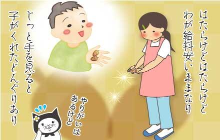 はたらけどはたらけどわが給料安いままなり。じっと手を見ると子がくれたどんぐりあり。