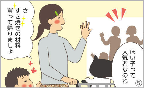 ほい子って人気者なのね。さ、すき焼きの材料買って帰りましょ。